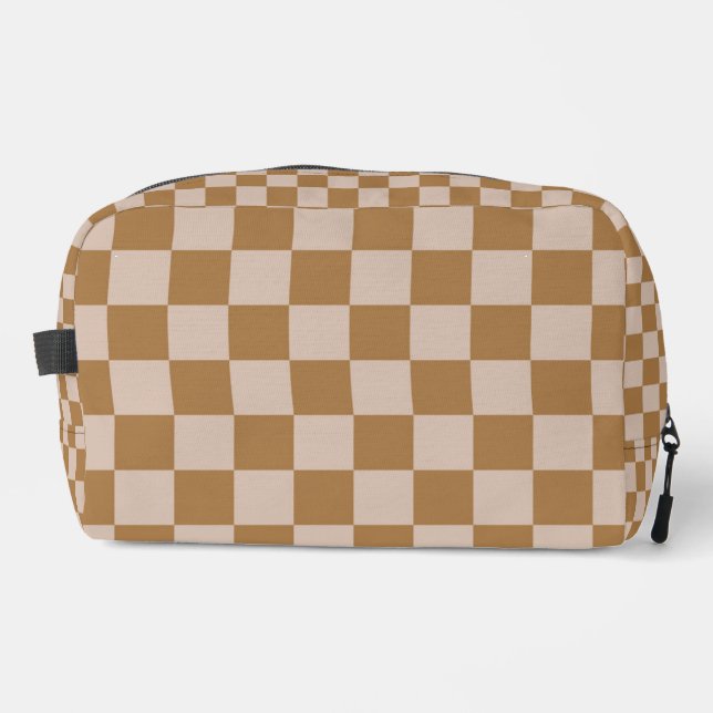 Brown Checkerboard Dopp Kit (Front)