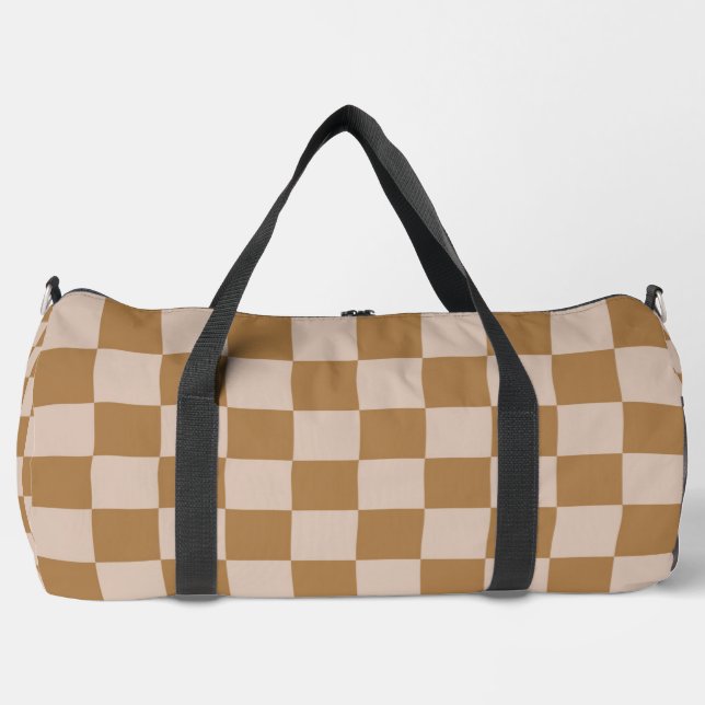 Brown Checkerboard Duffle Bag (Front)