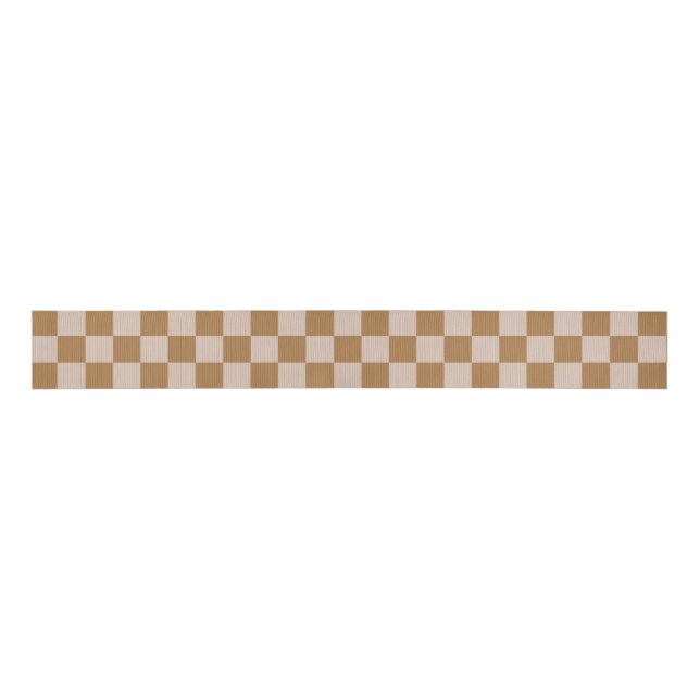 Brown Checkerboard Grosgrain Ribbon (Front)