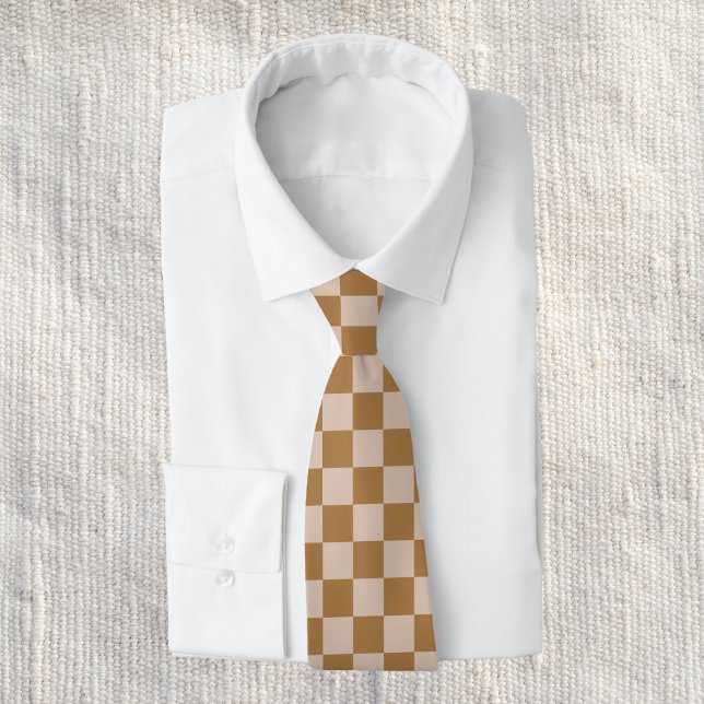 Brown Checkerboard Neck Tie (Creator Uploaded)