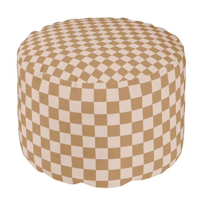 Brown Checkerboard Pouf