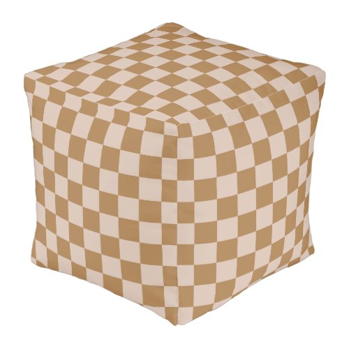 Brown Checkerboard Pouf