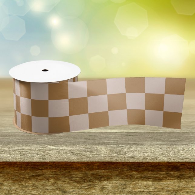Brown Checkerboard Satin Ribbon (Creator Uploaded)