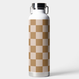 Brown Checkerboard Water Bottle
