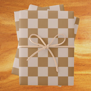 Brown Checkerboard Wrapping Paper Sheets