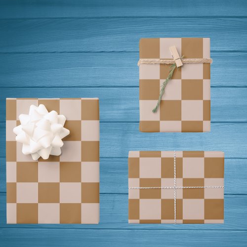 Brown Checkerboard Wrapping Paper Sheets