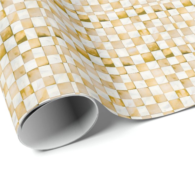 Brown Checkered Decorative Gift Wrap Paper (Roll Corner)