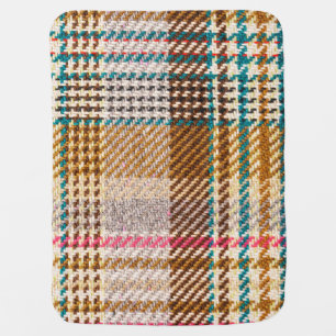 Brown checkered fabric, Scottish wool. Baby Blanket