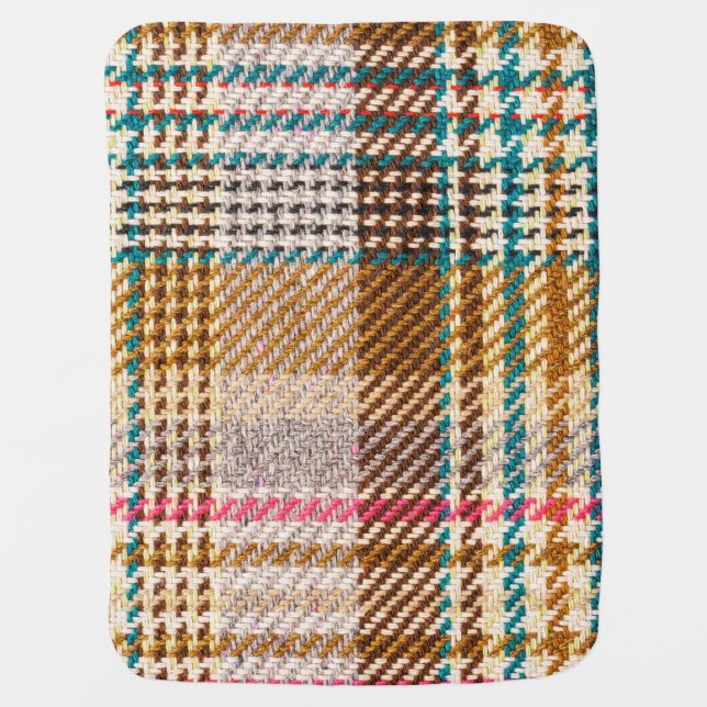 Brown checkered fabric, Scottish wool. Baby Blanket (Front)