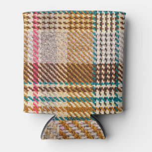 Brown checkered fabric, Scottish wool. Can Cooler