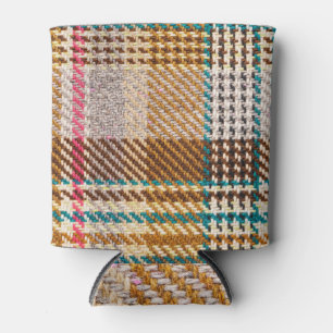 Brown checkered fabric, Scottish wool. Can Cooler
