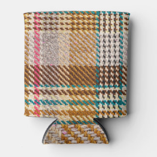 Brown checkered fabric, Scottish wool. Can Cooler