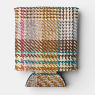 Brown checkered fabric, Scottish wool. Can Cooler