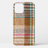 Brown checkered fabric, Scottish wool.