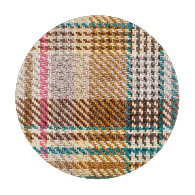 Brown checkered fabric, Scottish wool. Cutting Board (Front)