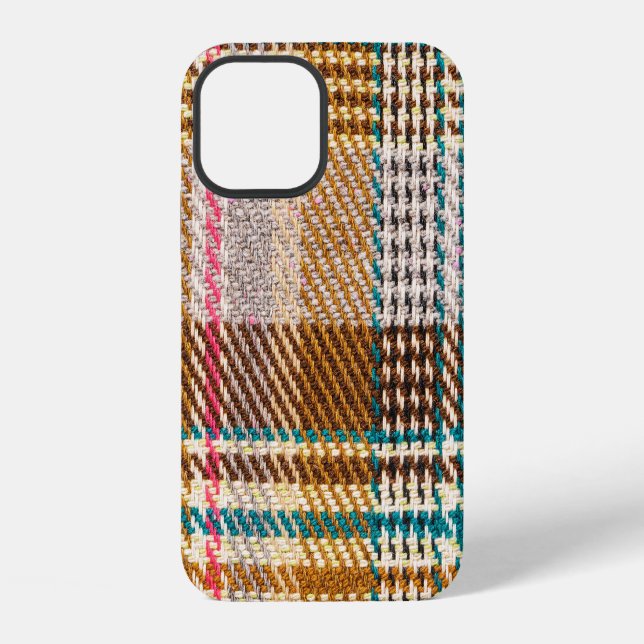 Brown checkered fabric, Scottish wool. Iphone Case (Back)