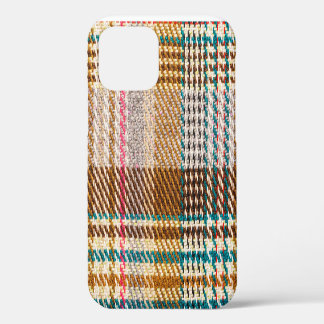 Brown checkered fabric, Scottish wool. iPhone 12 Case