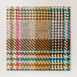 Brown checkered fabric, Scottish wool. Jigsaw Puzzle