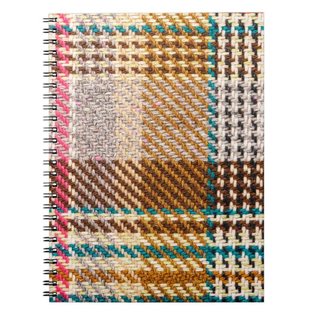 Brown checkered fabric, Scottish wool. Notebook (Front)