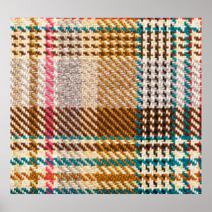 Brown checkered fabric, Scottish wool. Poster