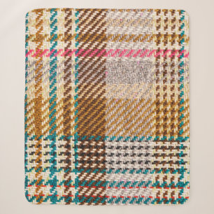 Brown checkered fabric, Scottish wool. Sherpa Blanket