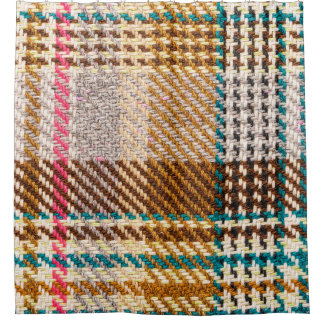 Brown checkered fabric, Scottish wool. Shower Curtain