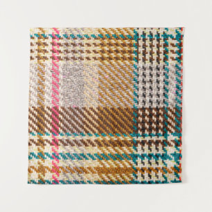 Brown checkered fabric, Scottish wool. Tapestry