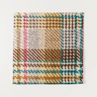 Brown checkered fabric, Scottish wool. Tapestry