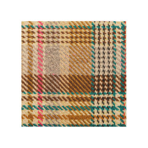Brown checkered fabric, Scottish wool. Wood Wall Art