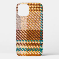 Brown checkered fabric with colored threads. Scott