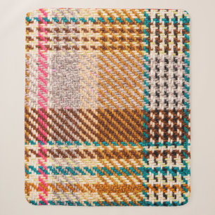 Brown checkered fabric with colored threads. Scott Sherpa Blanket