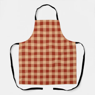 Brown Checkered Gingham Pattern Apron