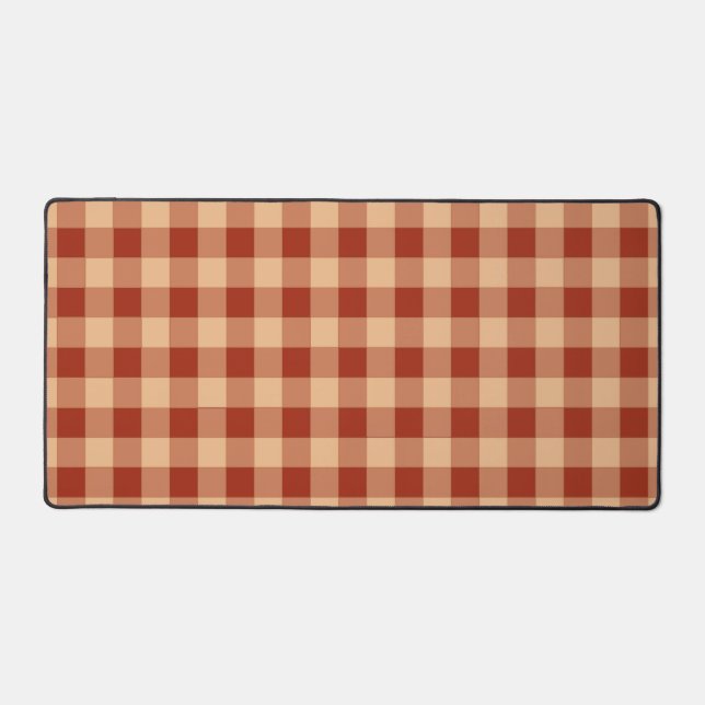 Brown Checkered Gingham Pattern Desk Mat (Front)