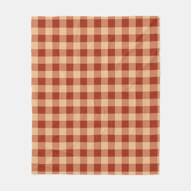 Brown Checkered Gingham Pattern Fleece Blanket (Front)