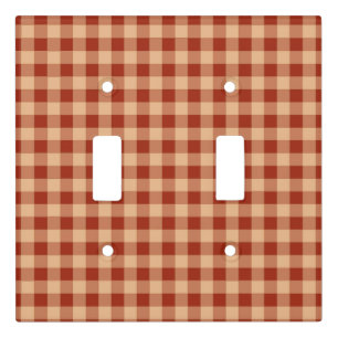 Brown Checkered Gingham Pattern Light Switch Cover