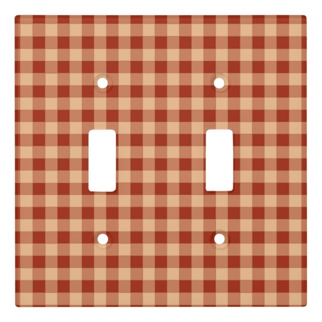 Brown Checkered Gingham Pattern Light Switch Cover (Front)