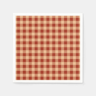 Brown Checkered Gingham Pattern Napkins