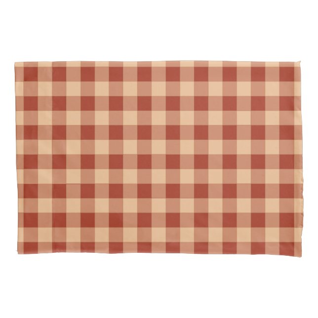 Brown Checkered Gingham Pattern Pillow Case (Front)