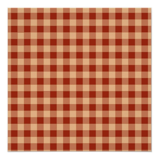 Brown Checkered Gingham Pattern Poster (Front)