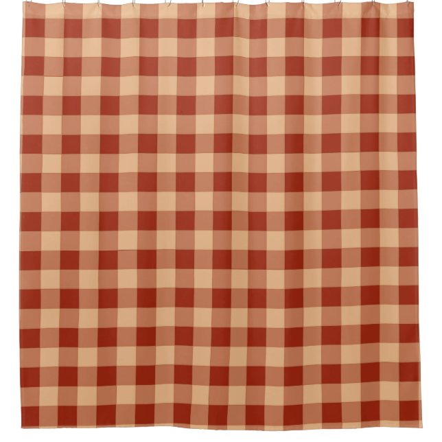 Brown Checkered Gingham Pattern Shower Curtain (Front)