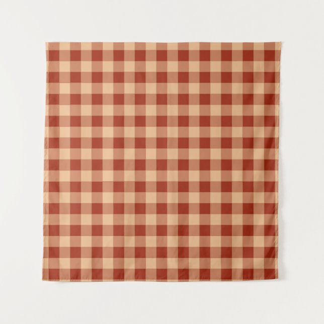Brown Checkered Gingham Pattern Tapestry (Front)