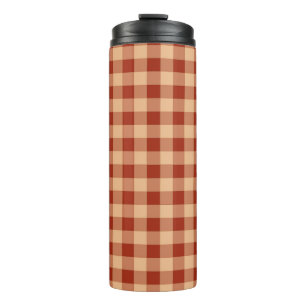 Brown Checkered Gingham Pattern Thermal Tumbler