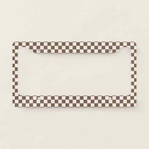 Brown Checkered Pattern License Plate Frame