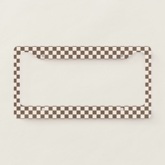Brown Checkered Pattern License Plate Frame (Front)
