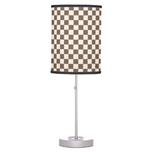 Brown Checkered Pattern Table Lamp