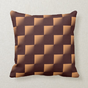 Brown Checkered Pattern Throw Pillow