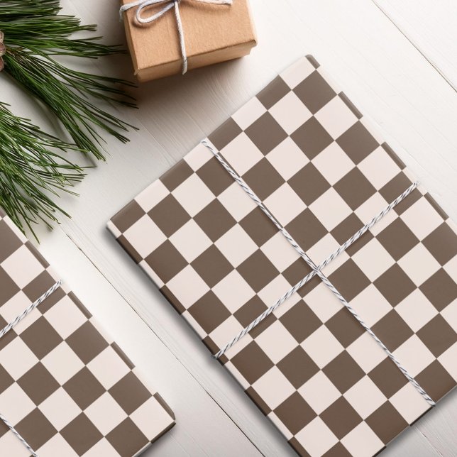 Brown Checkered Pattern Wrapping Paper Sheets (Creator Uploaded)