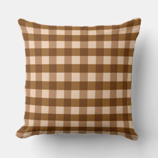 Brown checkered patterned throw pillow cushion