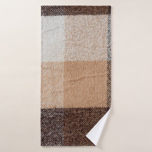 Brown checkered wool plaid fabric texture. tartan  bath towel