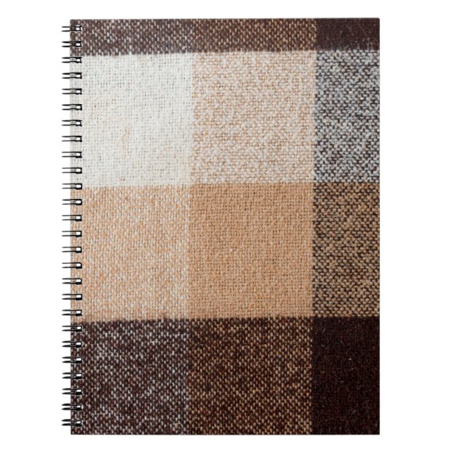 Brown checkered wool plaid fabric texture. tartan  notebook (Front)